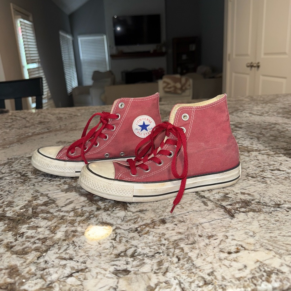 Converse Burgundy High-Tops with Cream Accents